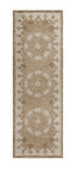 2' X 4' Tan and Beige Wool Medallion Hand Woven Half Circle Area Rug